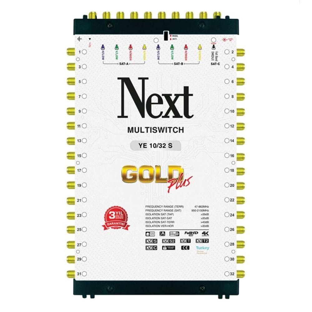 Next YE-10/32 Hybrid Sonlu ve Kaskatlı Bir Arada Gold Plus Multiswitch Uydu Santrali 130032