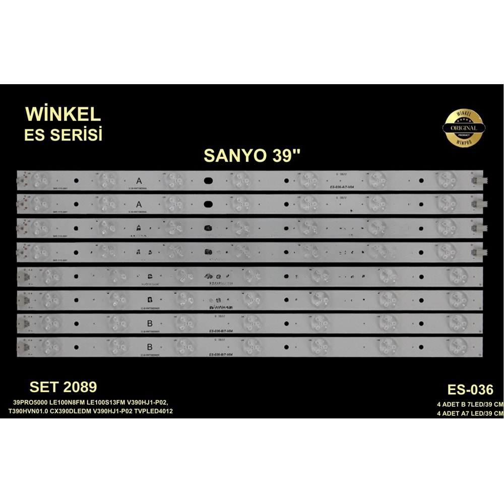 Skytech Tv LED BAR inç 8 li takım 7m 8x39cm uyumlu tv kodları 1115-35R1 - 180-W00-390000H IC-B-HWT39D060L LE100N8FM 284206-K14