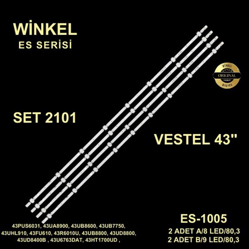 Vestel Seg Regal Tv LED BAR 43 inç 4lü takım A2-8m 80,3 cm B2-9m 80,3 cm uyumlu tv kodları 43UB8600 284249 D6