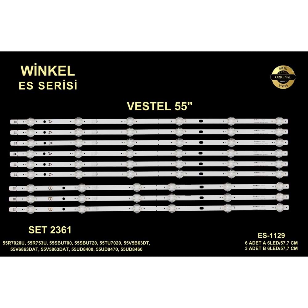 Vestel Seg Regal Tv LED BAR 55 inç 9lu takım A6-5m 57,7 cm B3-5m 57,7 cm uyumlu tv kodları VES550QNYL-2D-N01 SVV550AQ9_REV02_B_170216 284250-E9