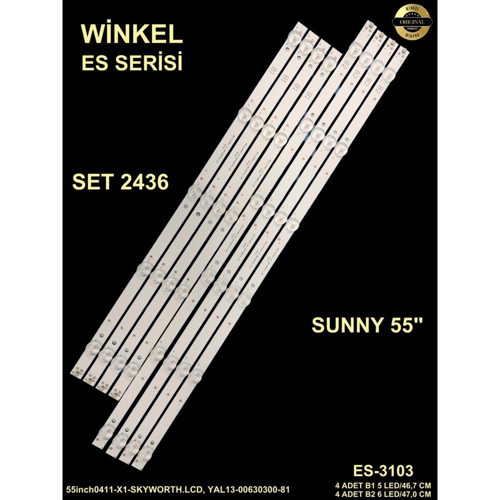 Sunny Tv LED BAR 55 inç 8 li takım uyumlu tv kodları AX55UAL08-TNR led bar, hi-level hi55ual402/0216 led bar, SUNNY SN55UIL08-TNR led bar, ELTON EL55UAL08-TNR LED BAR , 55inch0411-X1-SKYWORTH.LCD, YAL13-00630300-81, YAL13-00630300-80 284261-A16