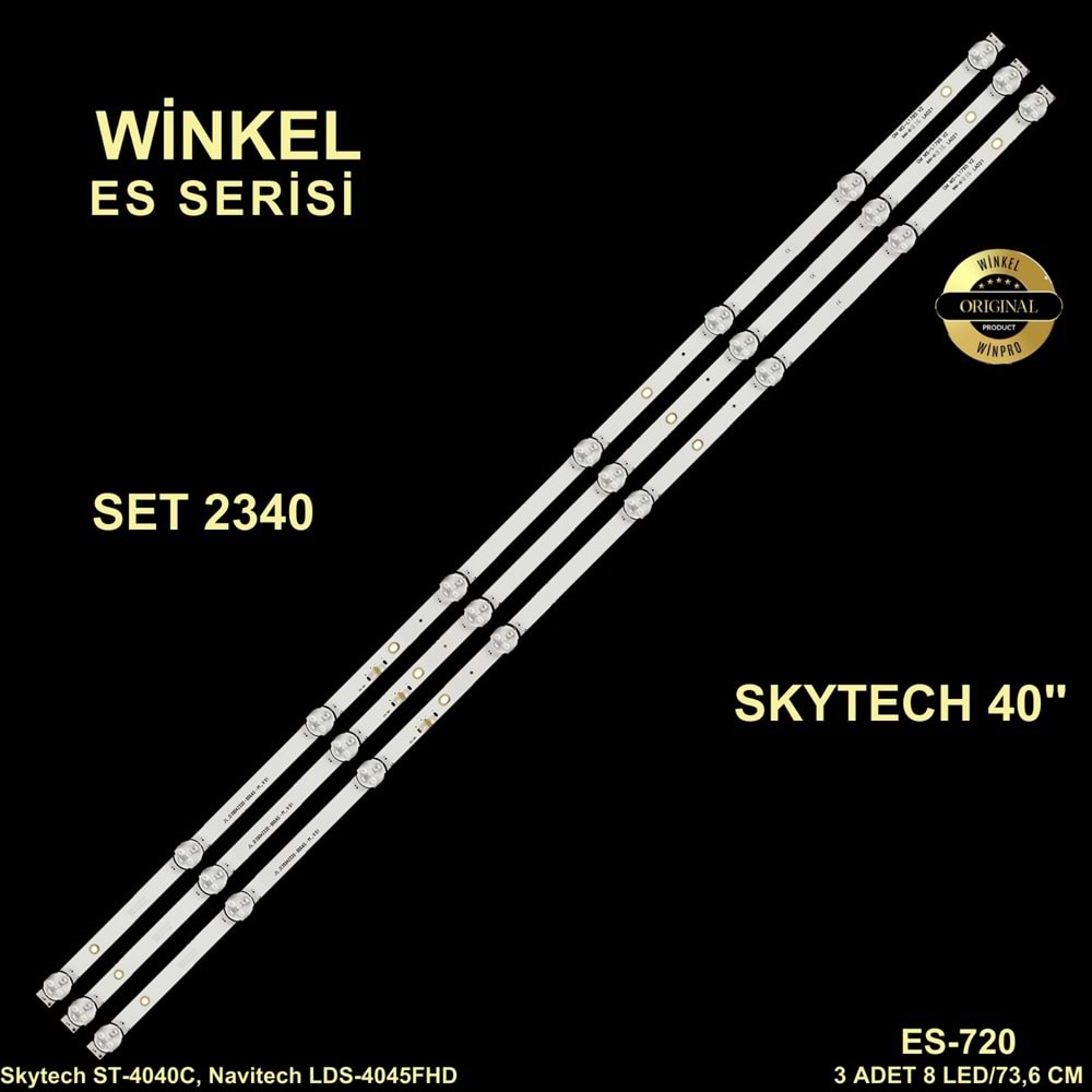 Skytech Tv LED BAR 40 inç 3 lü takım 8m-73,6cm uyumlu tv kodları ST-4040C, Navitech LDS-4045FHD, ES-720 SET-720 LCD 1113 SLT-4041C ST-4041C 4041C SST4050SMART-CX39008-ZC22AG 284264-k7