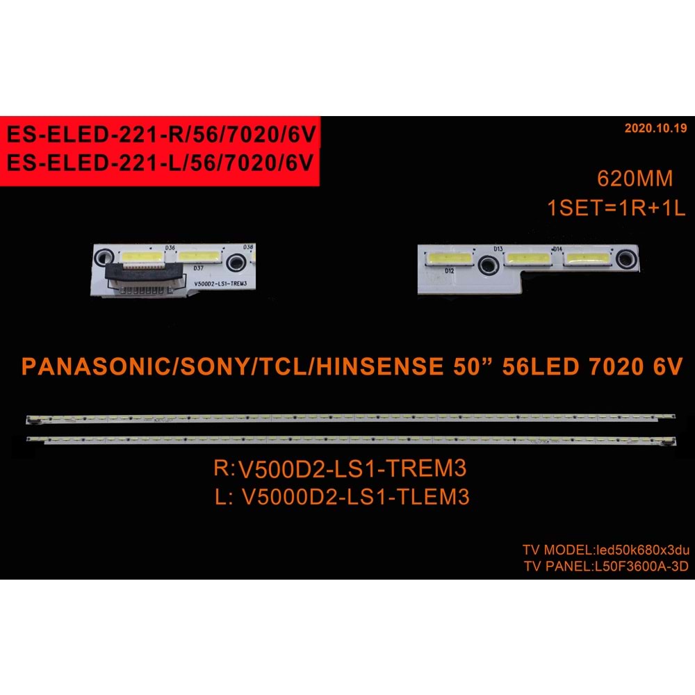 Philips Sony hisense Slim Led Bar 50 inç 2x62cm 56 Ledli Tv Led Bar 284381-Ü19