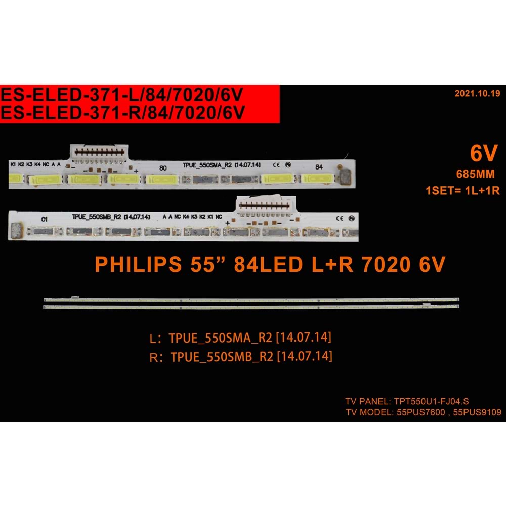 Philips Slim Led Bar 55 inç 2x68,5cm 84 Ledli Tv Led Bar 284424-Ü25