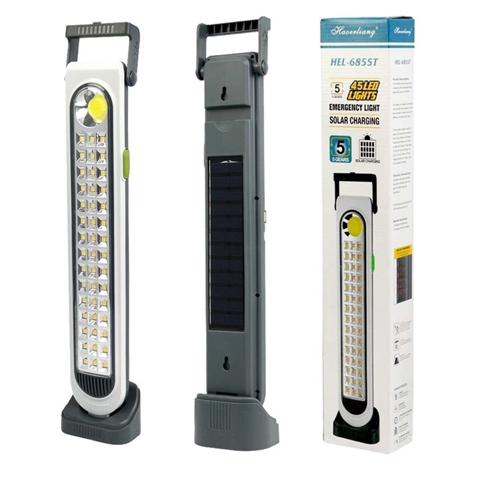 HEL-6855T 45 Ledli Şarjlı Solarlı Işıldak 315039