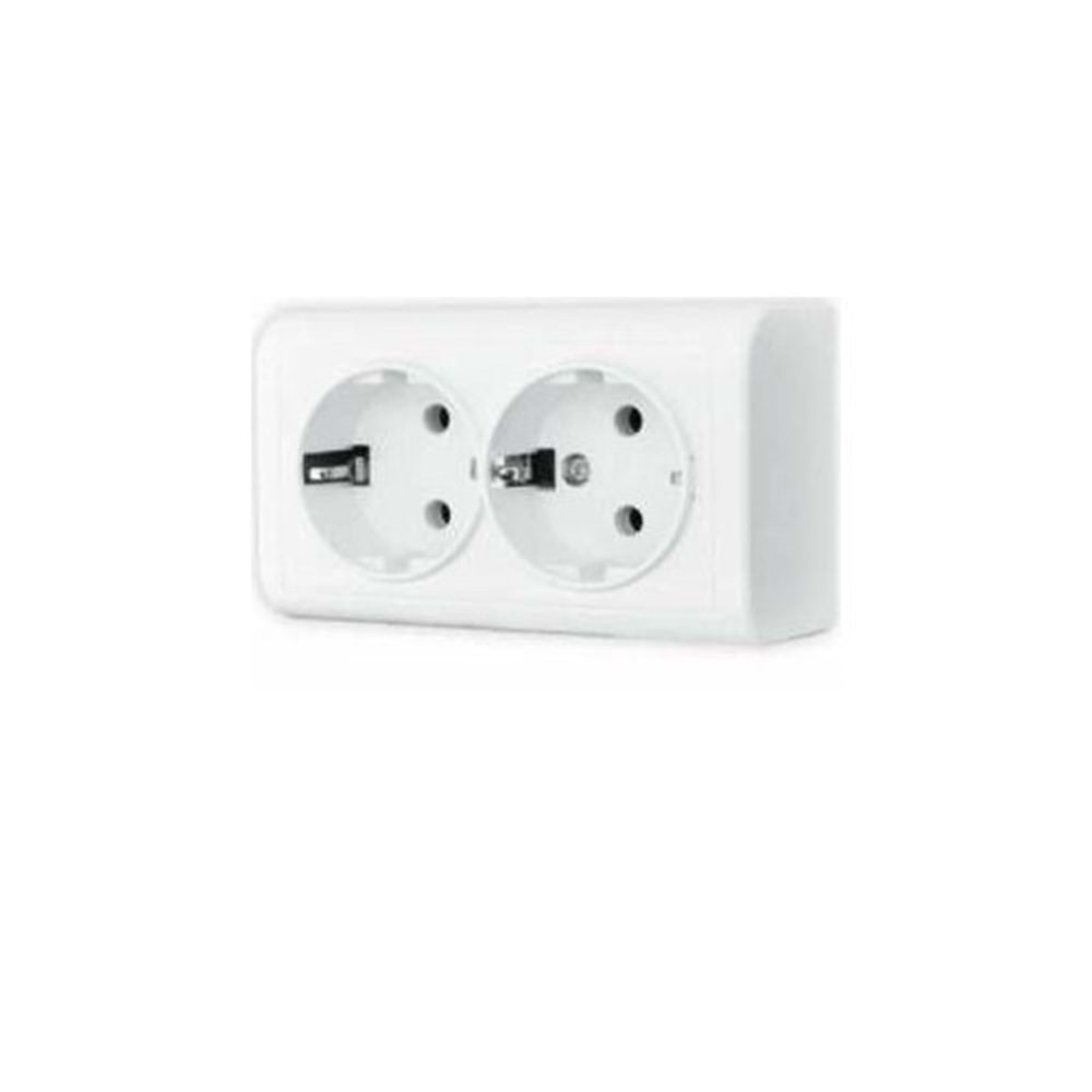 Sıva Üstü İkili Topraklı Priz 321030