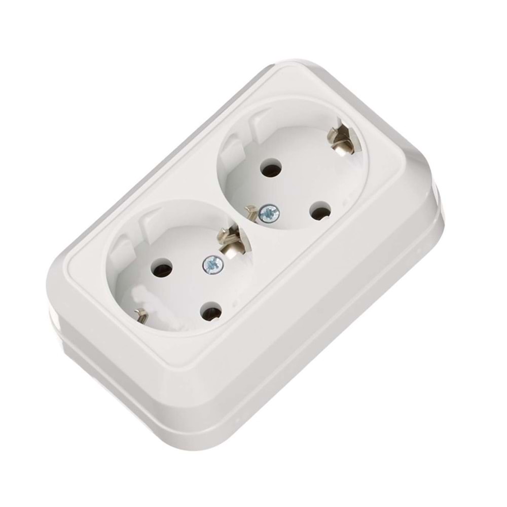 Mervesan Sıva Üstü İkili Topraklı Priz Beyaz 321055