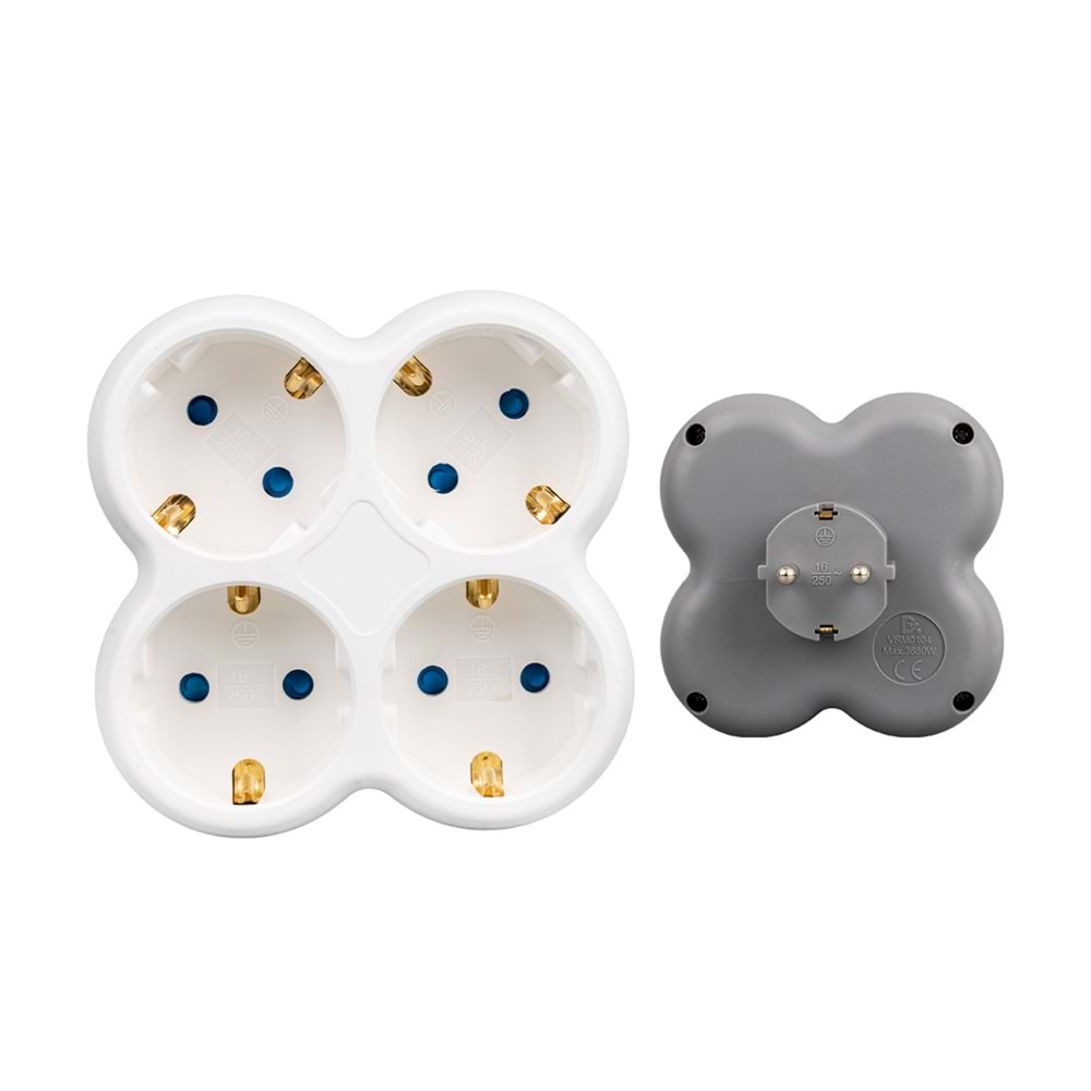 Vea VRM0104 22456 250V 16A 4'Lü Yonca Tip Sıva Üstü Golyat Priz 323076