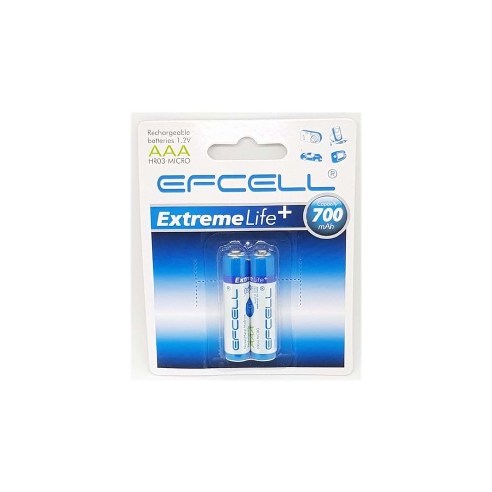 Efcell Ni-Mh Şarjlı Pil Aaa İnce Kalem 700mah 2’li Paket 661170