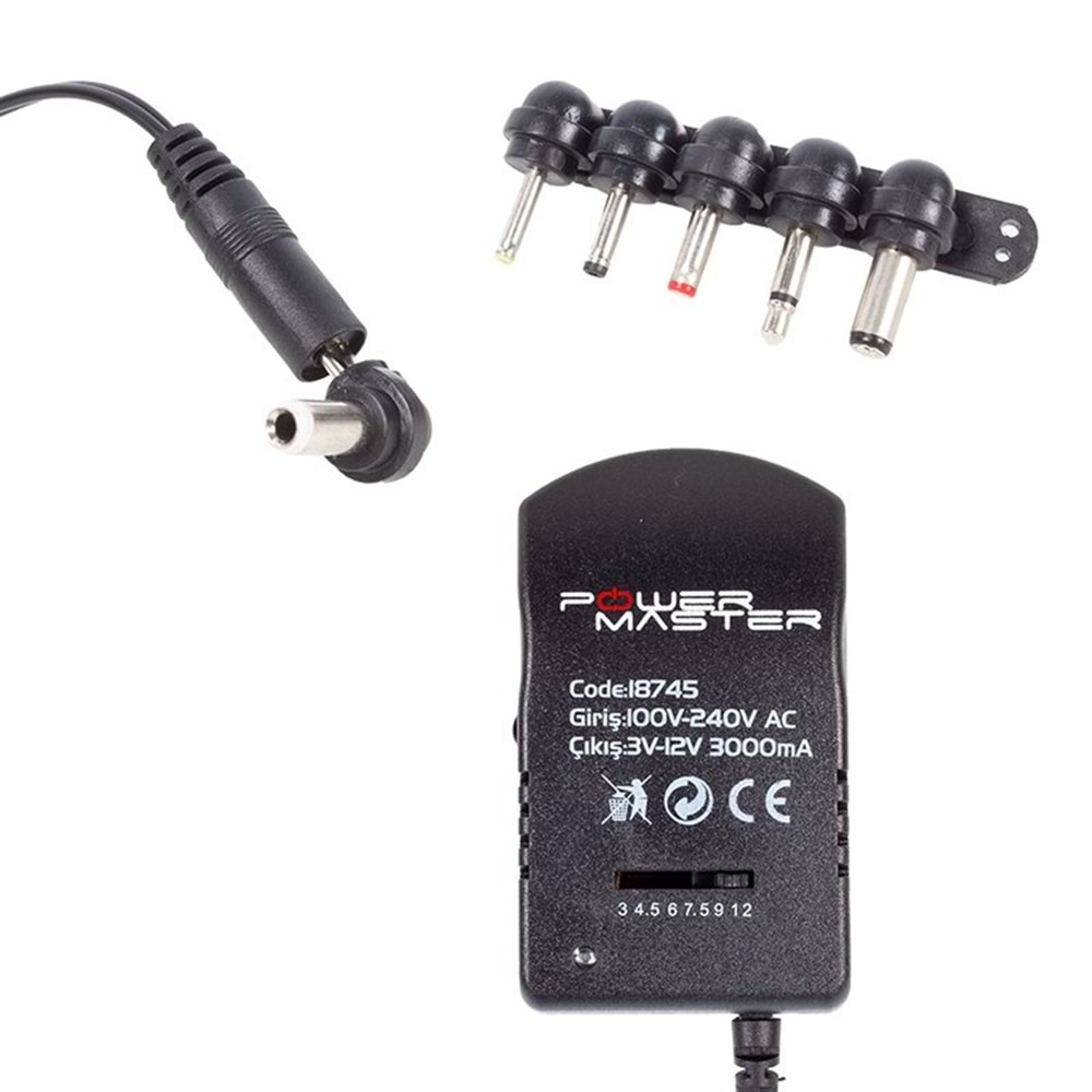 Kademeli Adaptör 18745 3 Volt - 12 Volt 3 Amper Çok Uçlu Ayarlı 662078