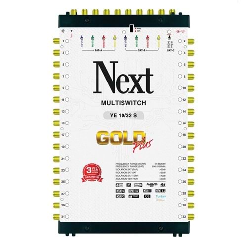 Next YE-10/32 Hybrid Sonlu ve Kaskatlı Bir Arada Gold Plus Multiswitch Uydu Santrali 130032