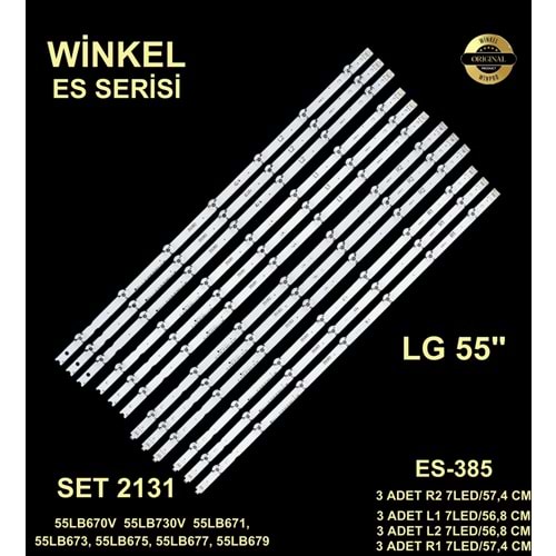 LG Tv LED BAR 55 inç 12 li takım 7mR1-3x57,6cm 7mR2-3x57,6cm 7mL1 3x56,9cm 7mL2 3x56,9cm uyumlu tv kodları 55LB670V LC550DUH(PG)(F1) 55