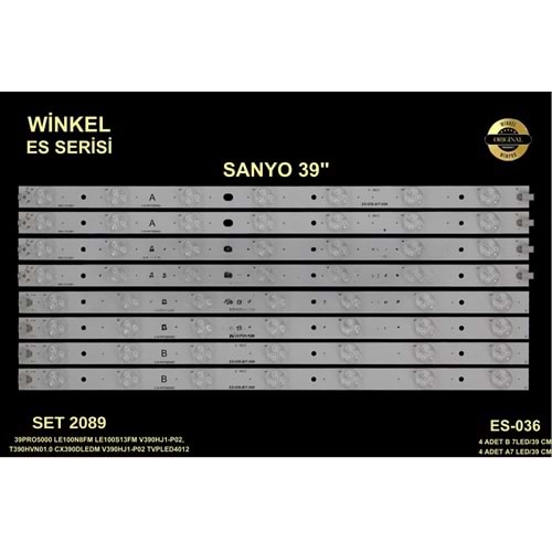 Skytech Tv LED BAR inç 8 li takım 7m 8x39cm uyumlu tv kodları 1115-35R1 - 180-W00-390000H IC-B-HWT39D060L LE100N8FM 284206-K14