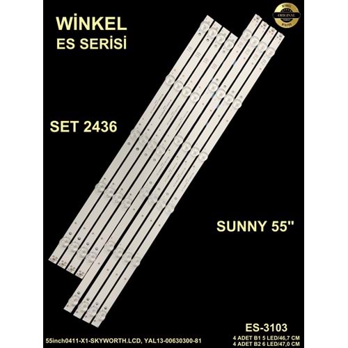 Sunny Tv LED BAR 55 inç 8 li takım uyumlu tv kodları AX55UAL08-TNR led bar, hi-level hi55ual402/0216 led bar, SUNNY SN55UIL08-TNR led bar, ELTON EL55UAL08-TNR LED BAR , 55inch0411-X1-SKYWORTH.LCD, YAL13-00630300-81, YAL13-00630300-80 284261-A16