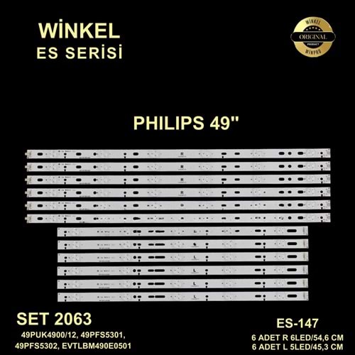 Philips Tv LED BAR 49 inç 12 lı 6a 6b takım uyumlu tv kodları 49PUK4900, 49PUK4900/12, 49PFS5301, 49PFS5302 49PFS4131/12, 49PUT4900, 49PFS5531, 49PFS5532, 49PUS4900 284268-G4