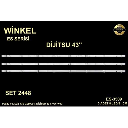 DİJİTSU 43 inç 3 lÜ 8M81CM uyumlu tv kodları P0020 V1, D22-430-GJMC01, DİJİTSU 43 FIVO FV43 LED BAR, 8 LEDLİ, 81 CM DJTV43 284300 K5