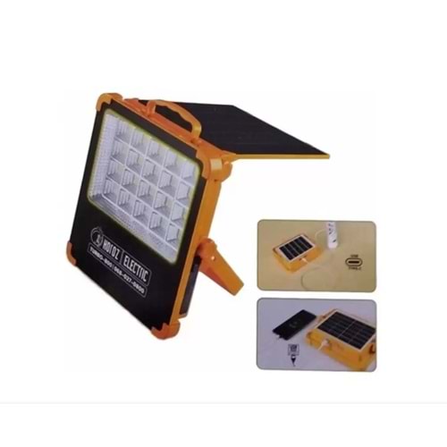 Horoz Turbo 800 Güneş Enerjili Solar 800W Watt LED Projektör Taşınabilir Sarı Beyaz ve Çakar Işık Lamba 314025