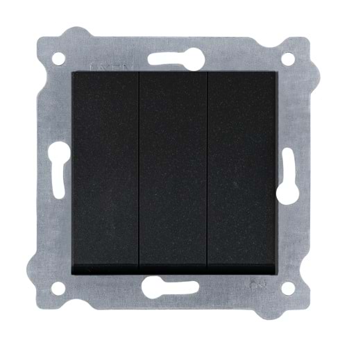 EXEN KARELL METALİK SİYAH Üçlü Anahtar (Çerçeve Hariç) 290-001402-213 321077