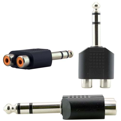 6.3 Mm Stereo Erkek - 2 Rca Dişi Çevirici Jack 631114