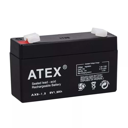 Atex Ax6-1.3 6 Volt - 1.3 Amper Akü (98 X 25 X 52 Mm) 663054