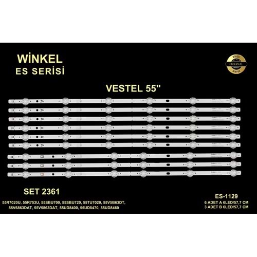 Vestel Seg Regal Tv LED BAR 55 inç 9lu takım A6-5m 57,7 cm B3-5m 57,7 cm uyumlu tv kodları VES550QNYL-2D-N01 SVV550AQ9_REV02_B_170216 284250-E9