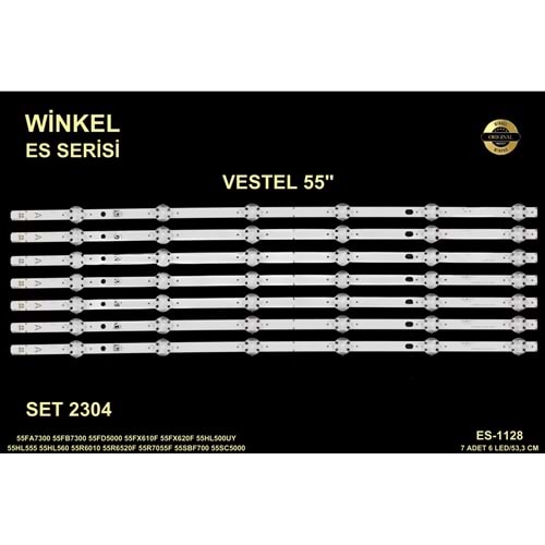 Vestel Regal Seg Hi-levelTv LED BAR 55 inç 7 li takım A-7x53,4cm uyumlu tv kodları VESTEL_V15_55inch_FHD_REV06 , 30091118 , VES550UNDL-2D, VES550UNDS-2D, LED BAR , VESTEL_SVV550AJ9_6LED , VES550UNDS-2D-N11, VES550UNDS-2D-N12 LED BAR 284253-D15