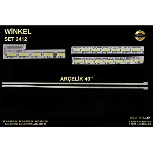 Arçelik beko Slim Led Bar 49 inç 2x54cm 66 Ledli Tv Led Bar 284332-Y24