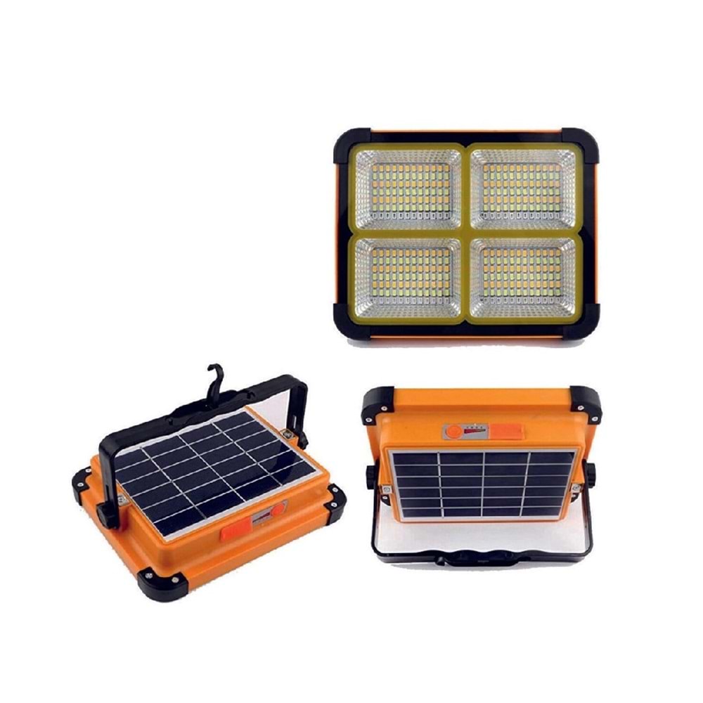 Horoz Turbo 400 Güneş Enerjili Solar 400W Watt LED Projektör Taşınabilir Sarı Beyaz ve Çakar Işık Lamba 314024