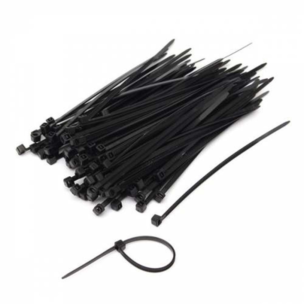 2,5x 200mm ( 20cm) SİYAH PLASTİK KABLO BAĞI 100 ADET 341008