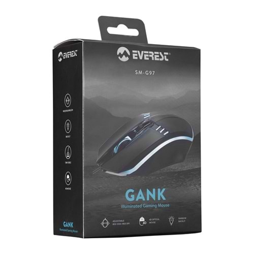 Everest SM-G97 Gank USB Rainbow Aydınlatmalı Mouse Siyah 411028
