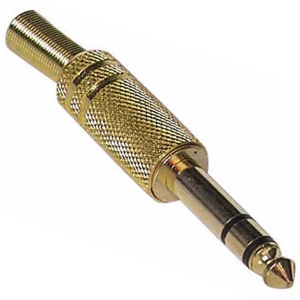 isotto 6,3 mm Gitar Jack Stereo Sarı Gold Metal 631085